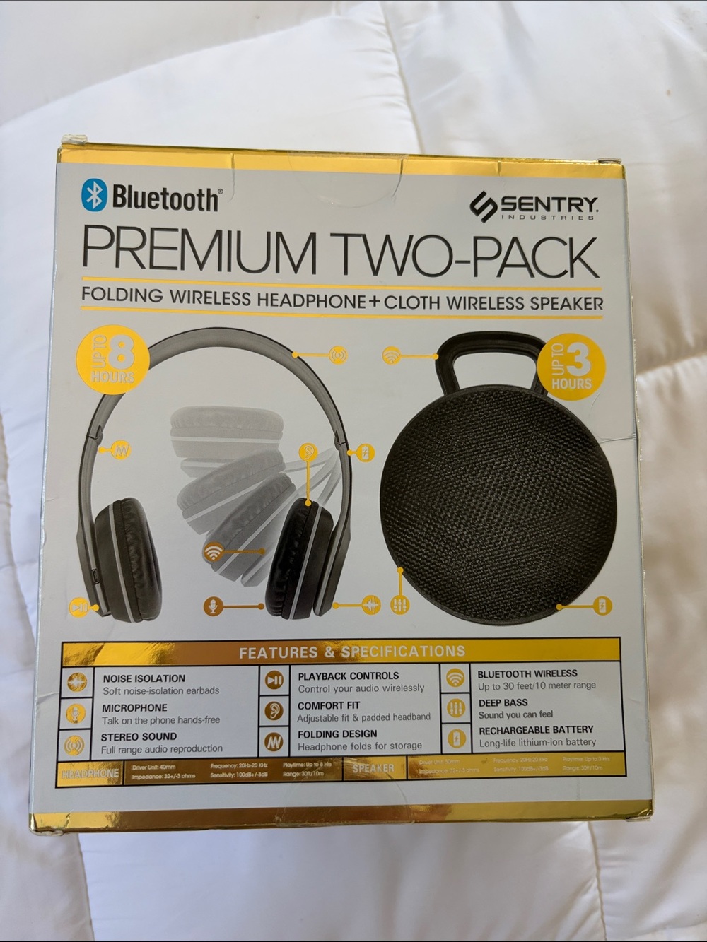 Premium Bluetooth Headphones & Speaker - Black New in Box, Sealed - Picture 2 of 4
